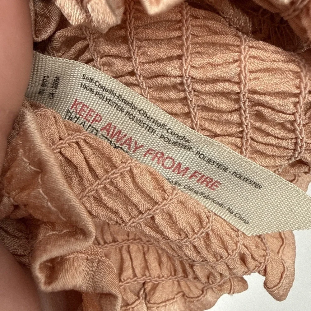 Free People Intimately Ruffle Crop Blouse Pink Puff Sleeve Large Boho Peasant